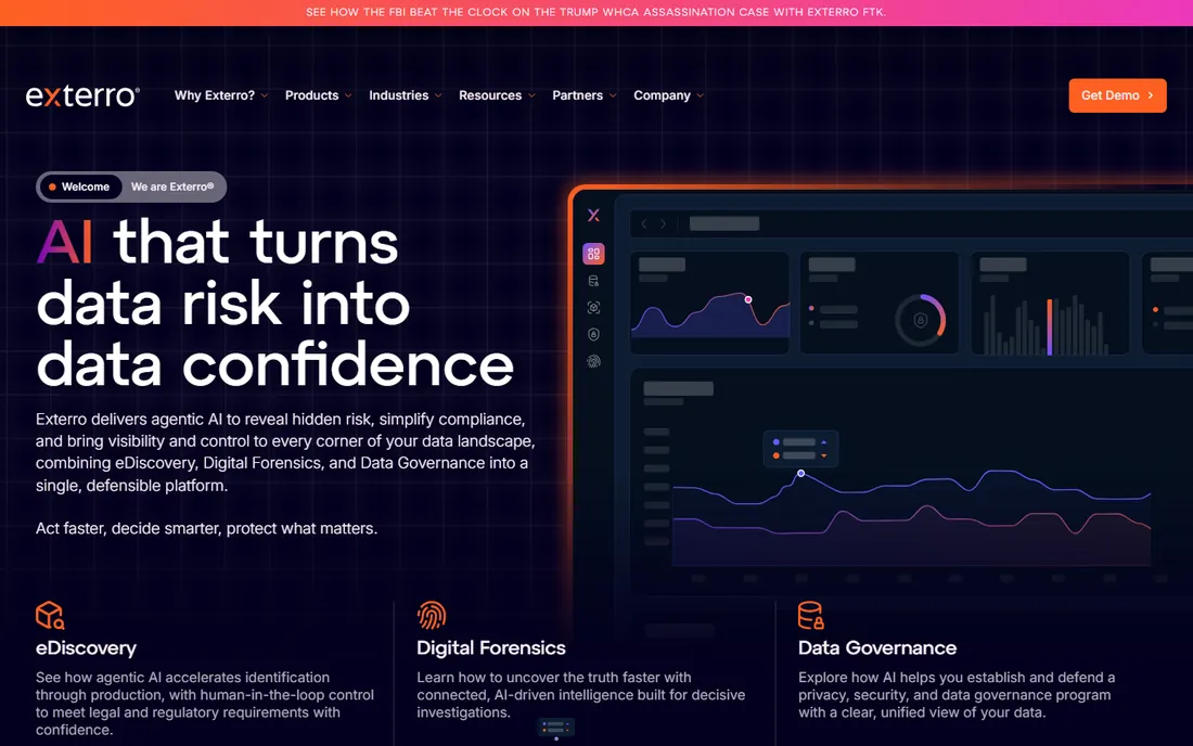 Exterro homepage