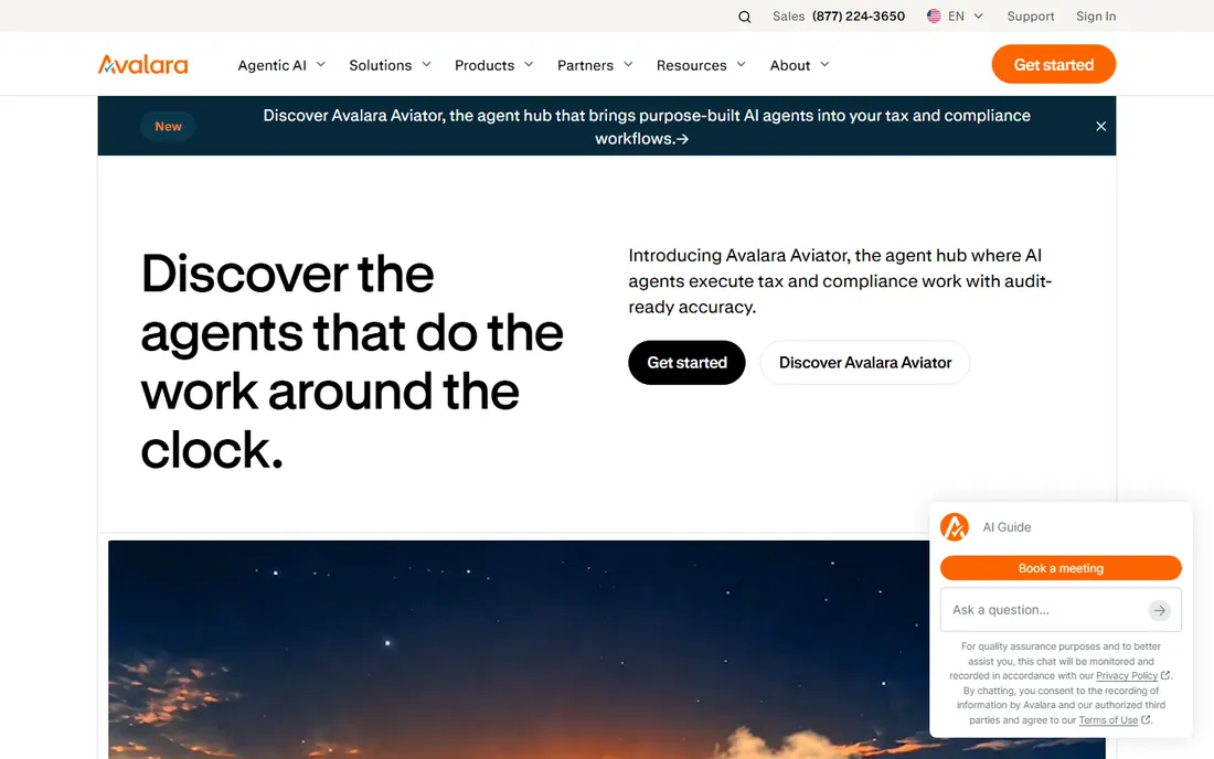 Avalara homepage