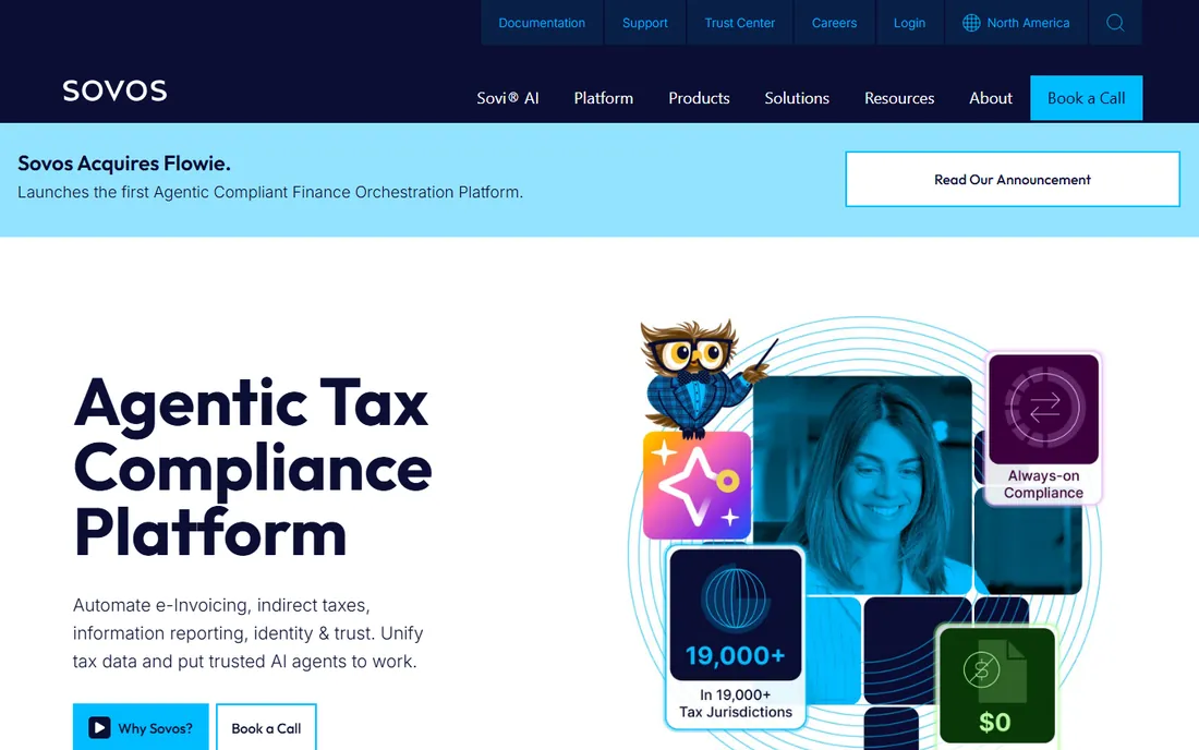 Sovos homepage