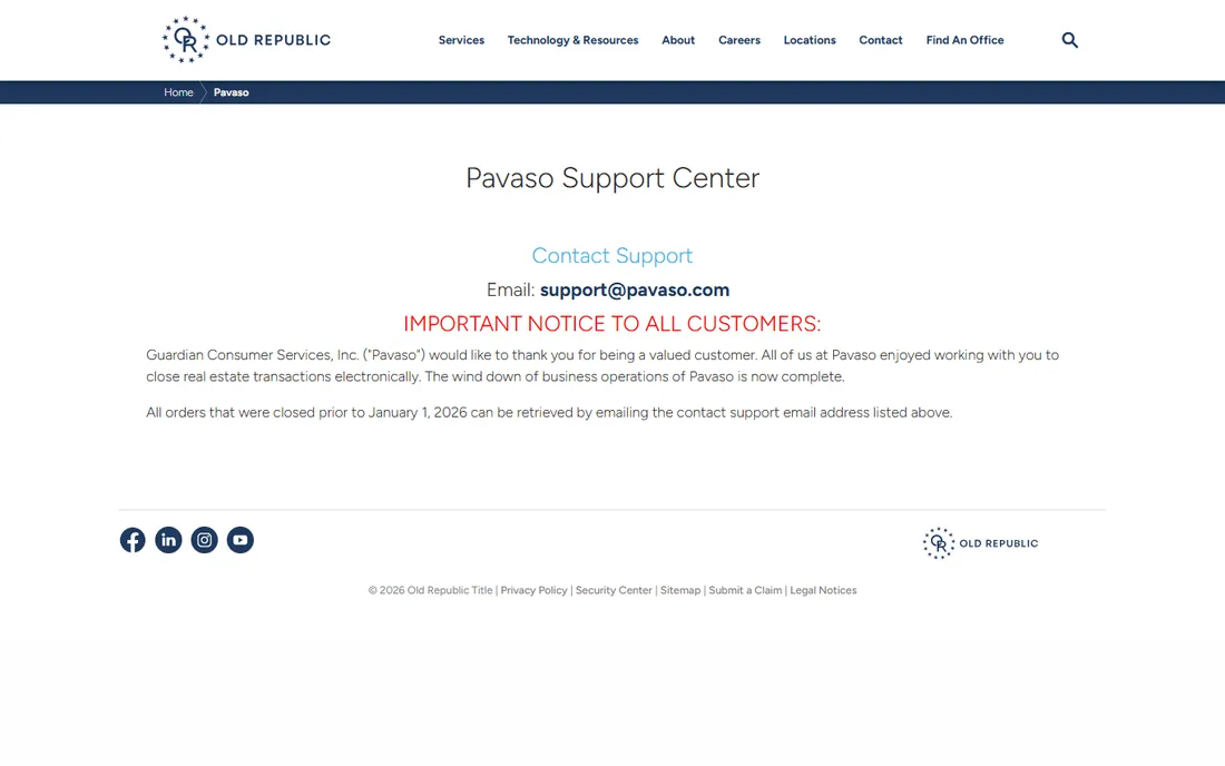 Pavaso homepage