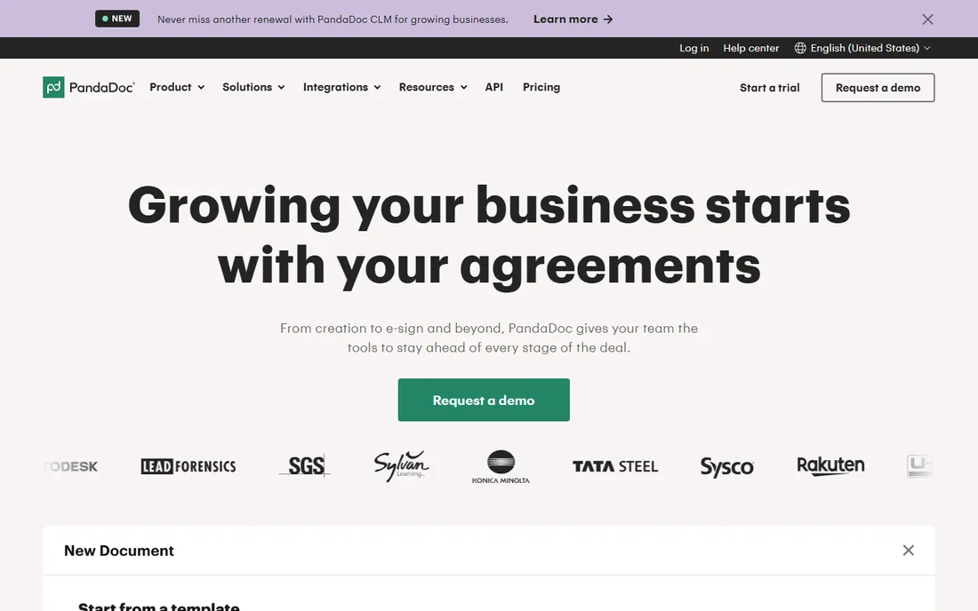 PandaDoc homepage