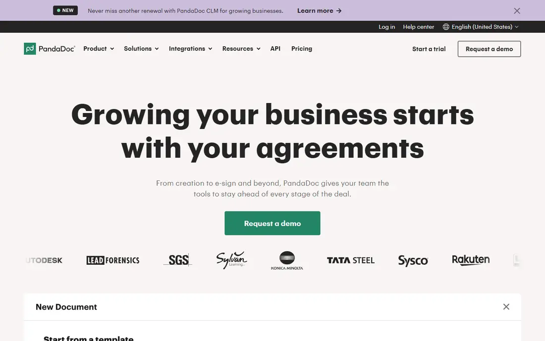 PandaDoc homepage