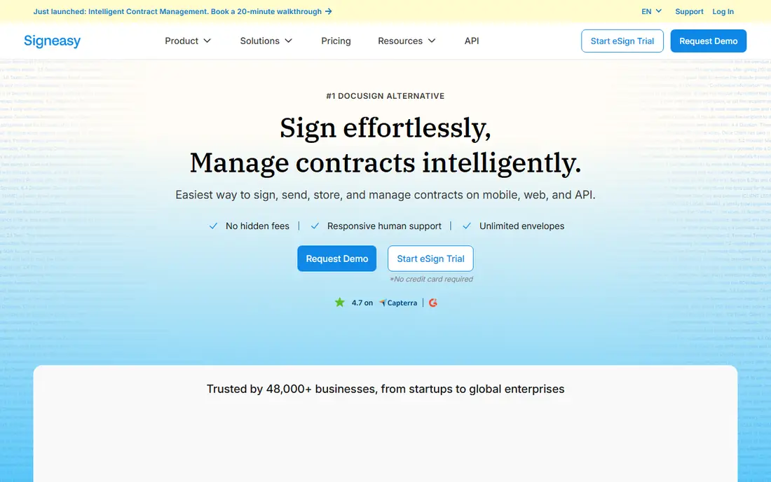Signeasy homepage