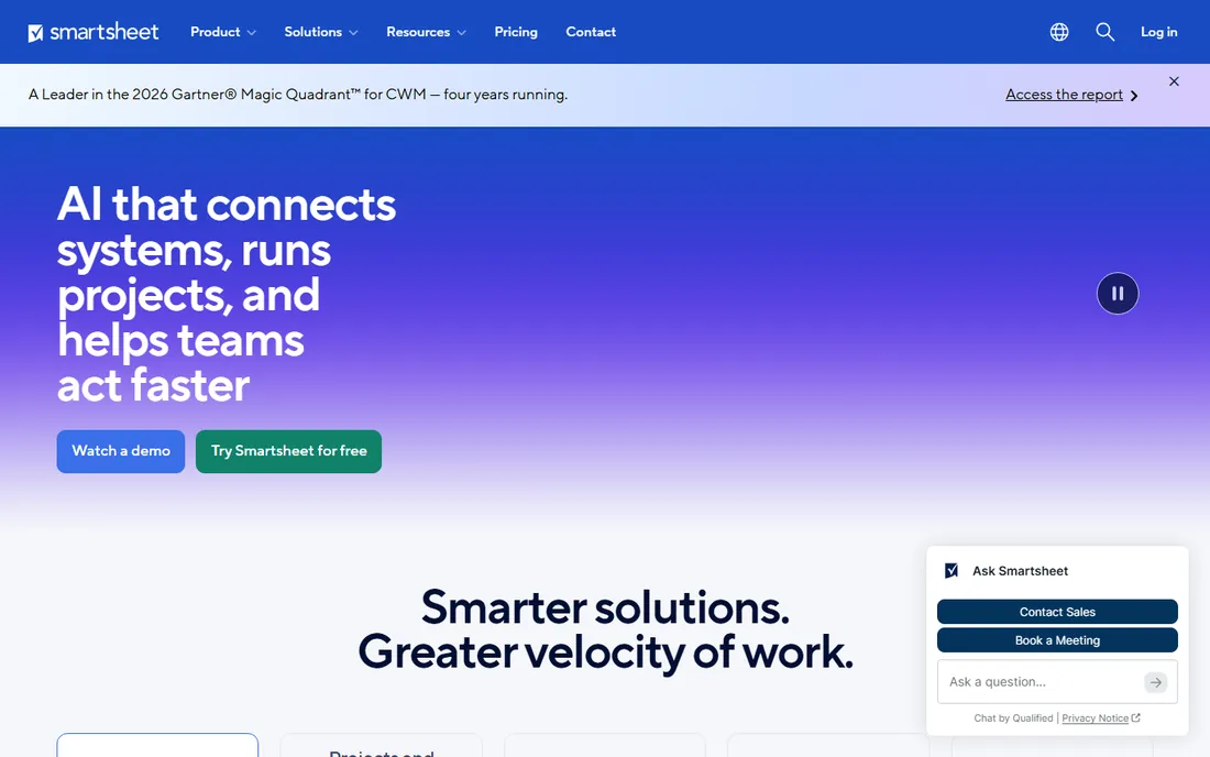 Smartsheet homepage