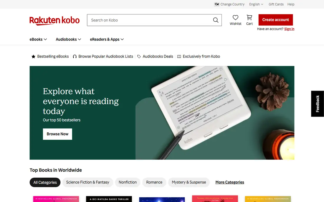 Kobo Plus homepage