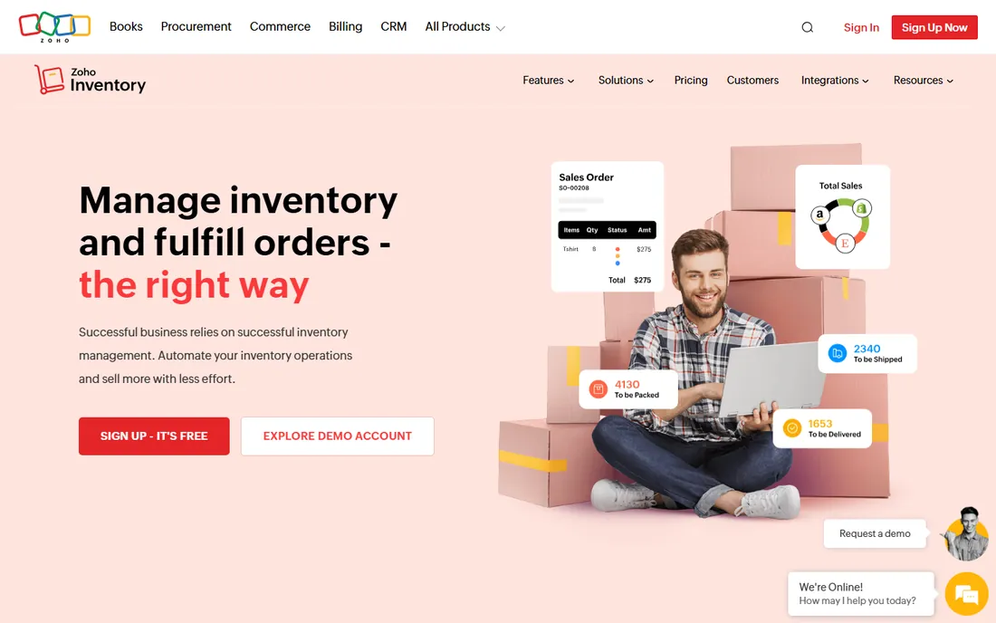 Zoho Inventory homepage