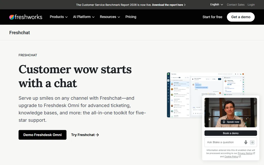 Freshchat homepage