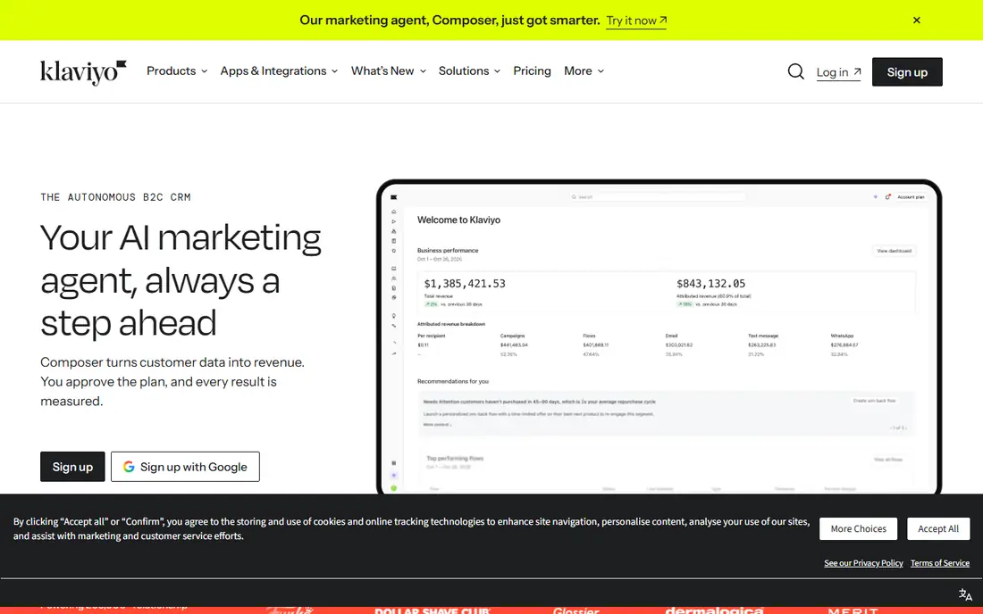 Klaviyo homepage