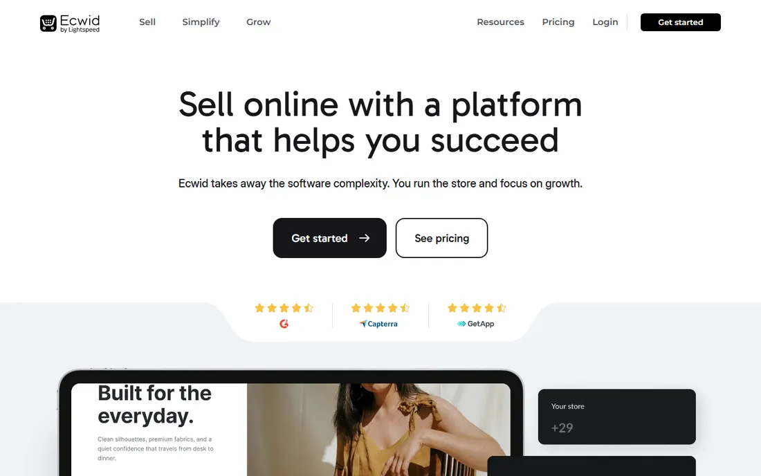 Ecwid homepage