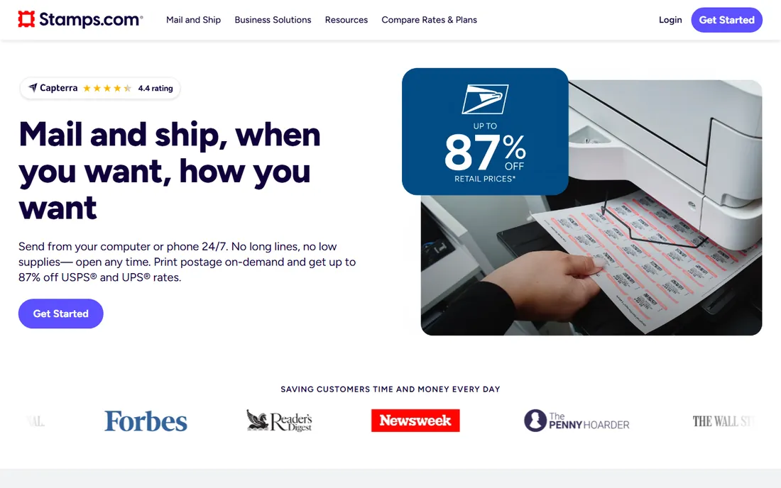 Stamps.com homepage