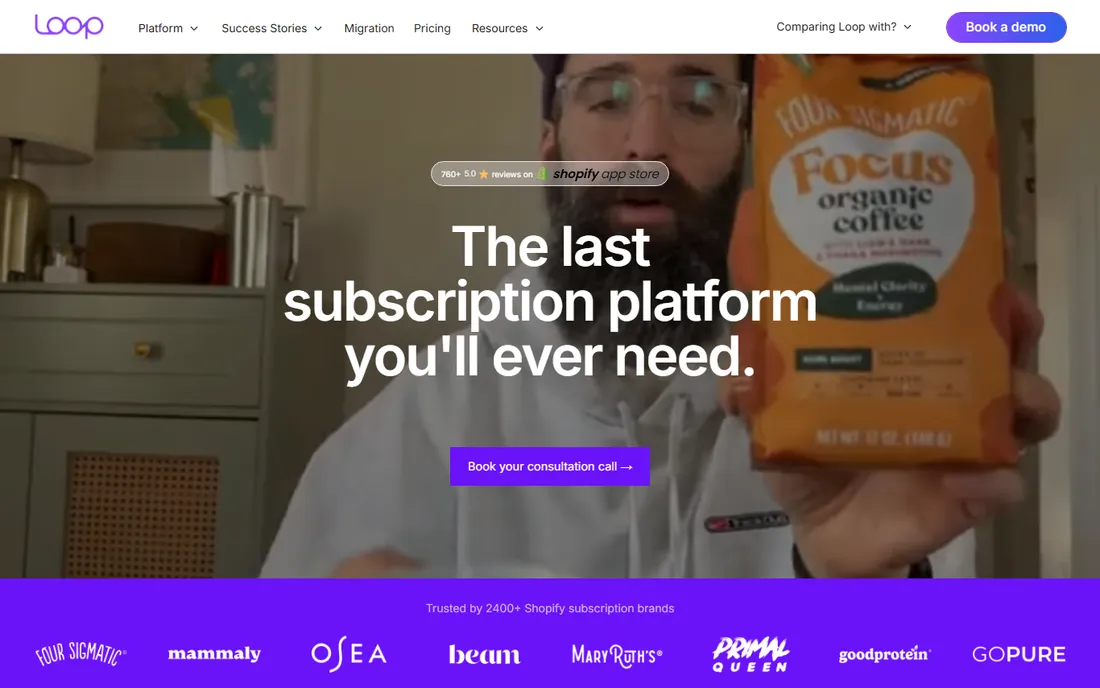 Loop Subscriptions homepage