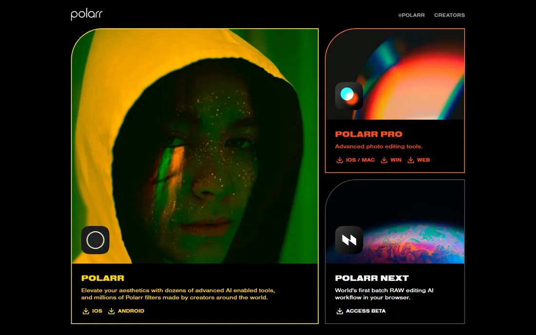 Polarr homepage