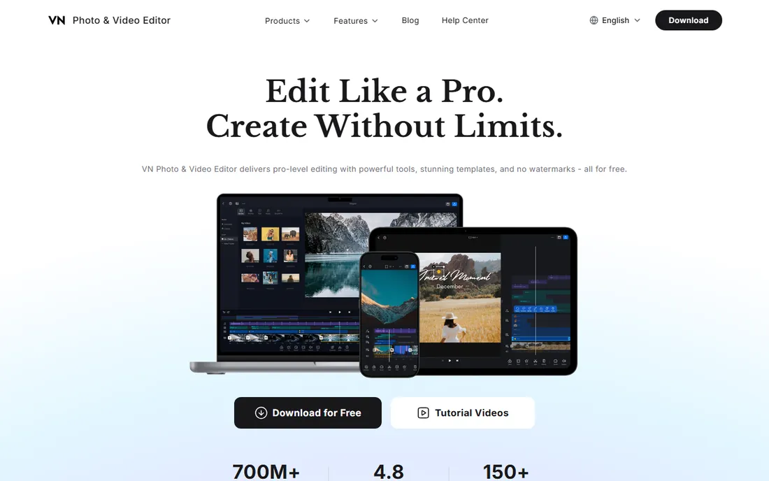 VN Video Editor homepage