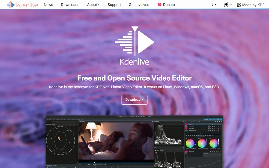 Kdenlive homepage