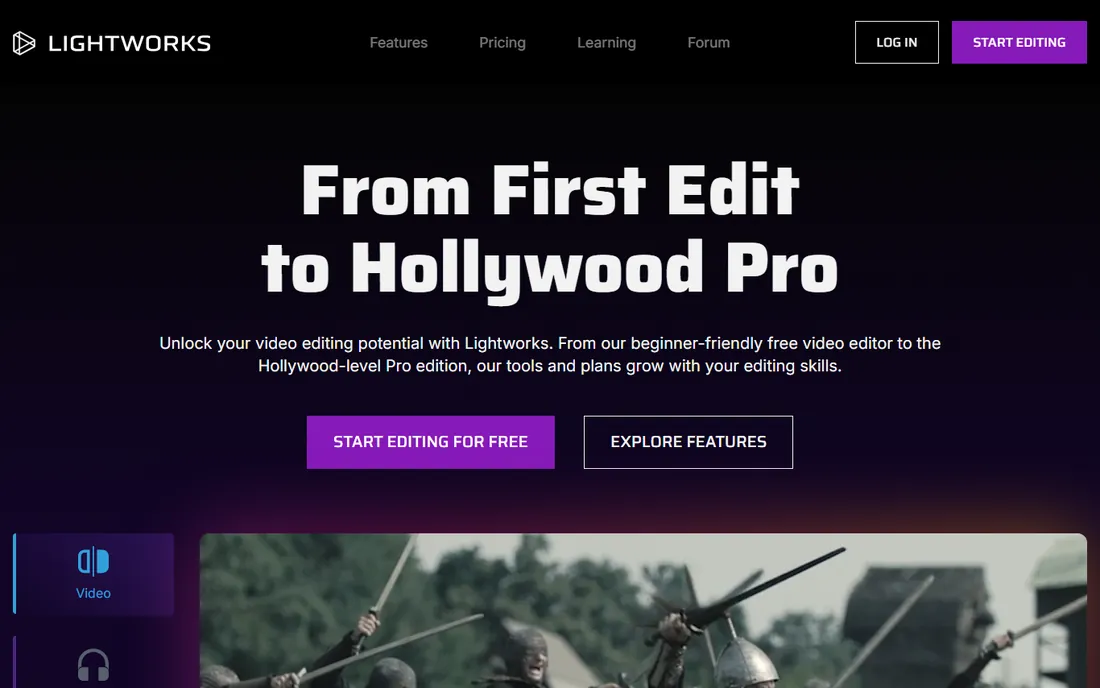 Lightworks homepage