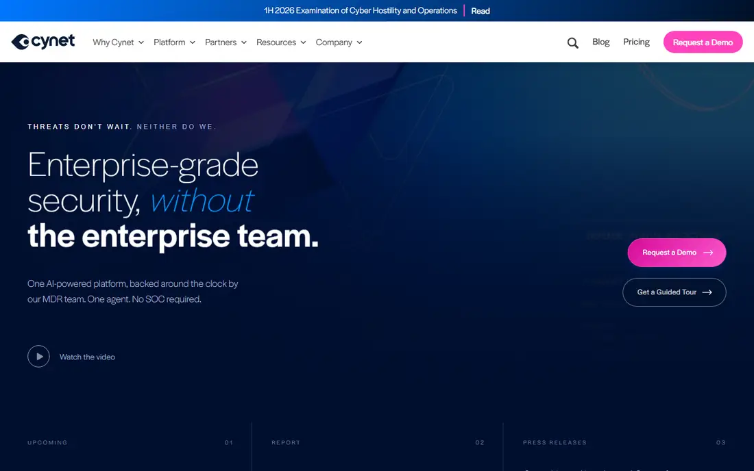 Cynet homepage