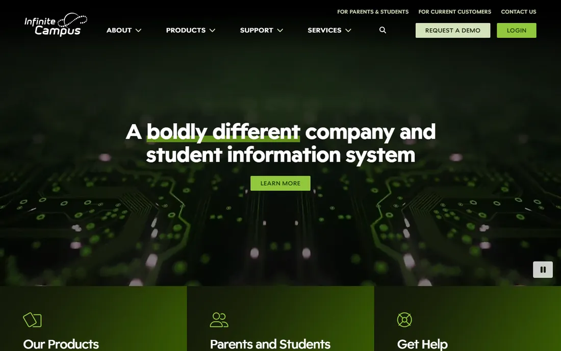 Infinite Campus homepage