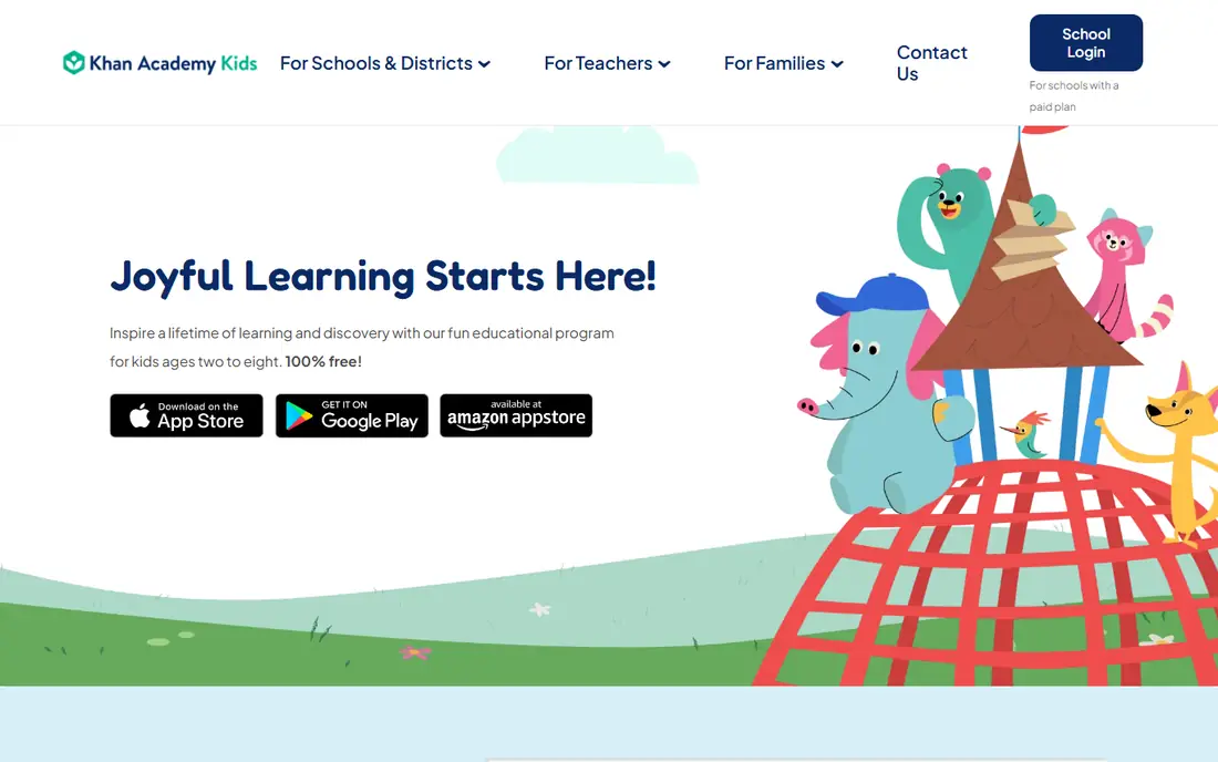 Khan Academy Kids homepage