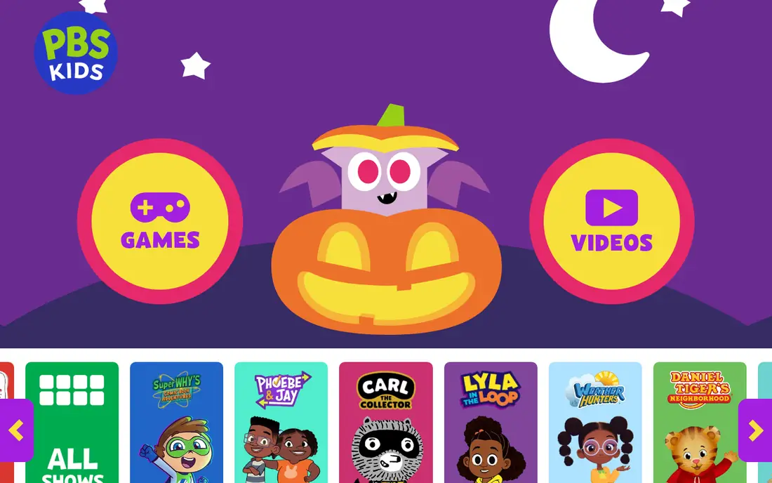 PBS Kids Games homepage