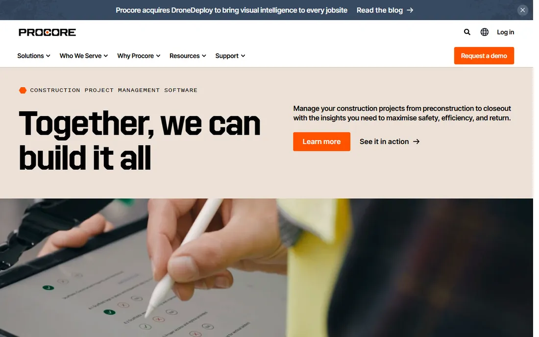 Procore homepage