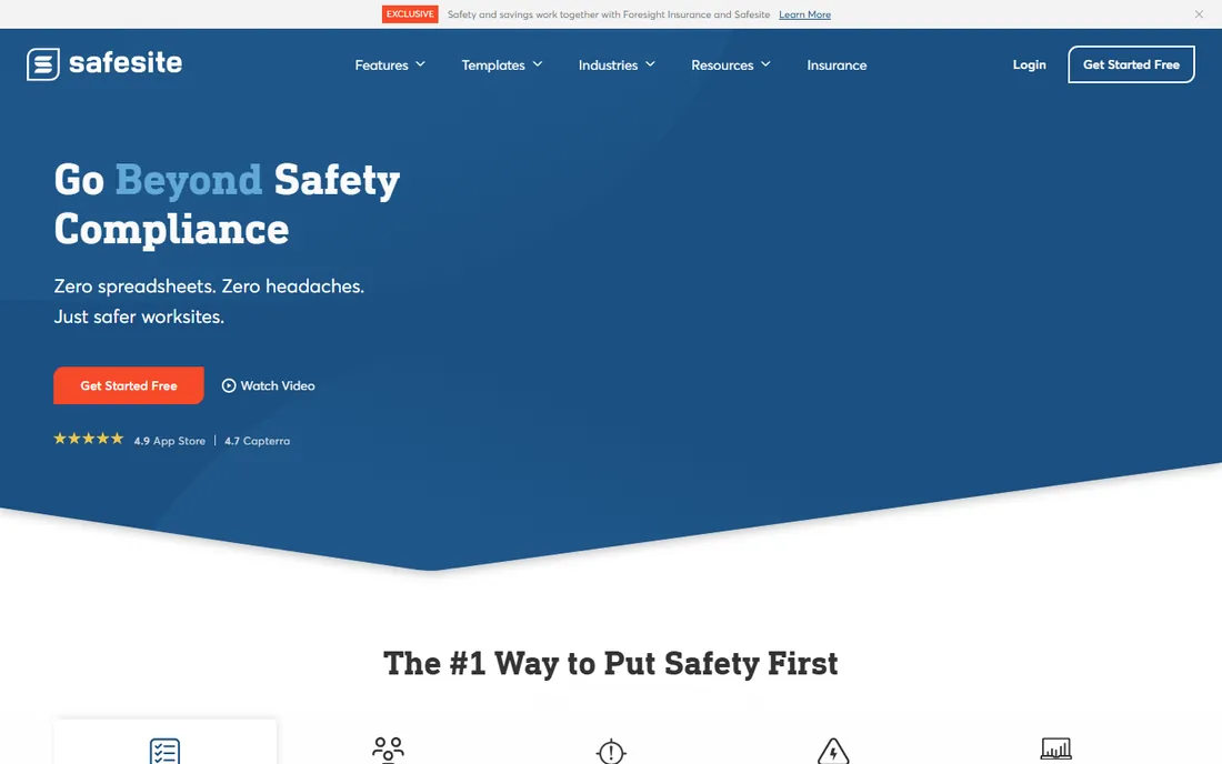Safesite homepage