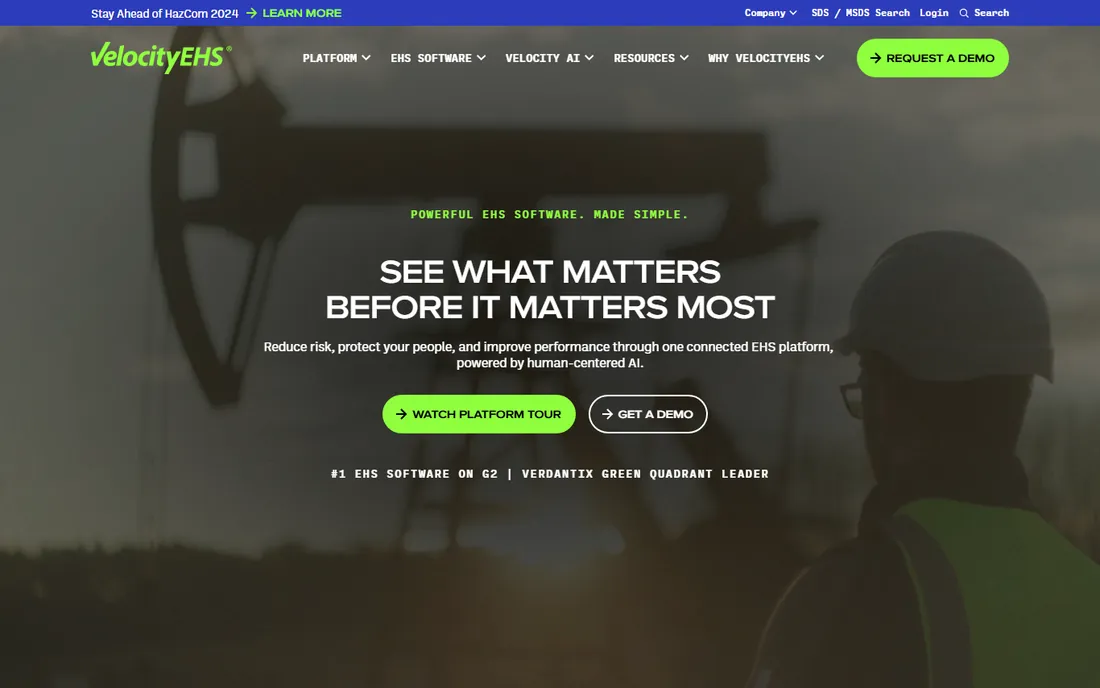 VelocityEHS homepage