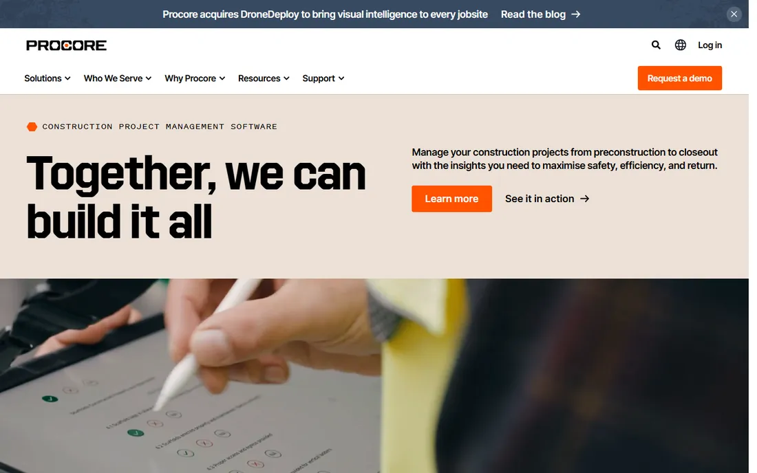 Procore homepage
