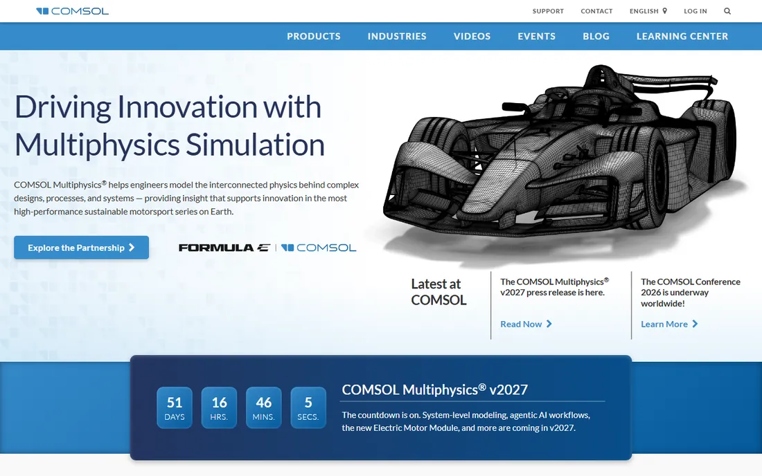 COMSOL Multiphysics homepage
