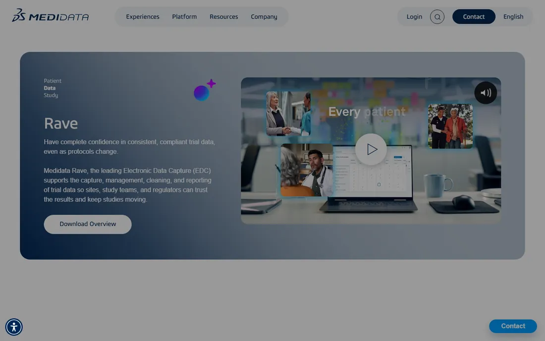 Medidata Rave homepage