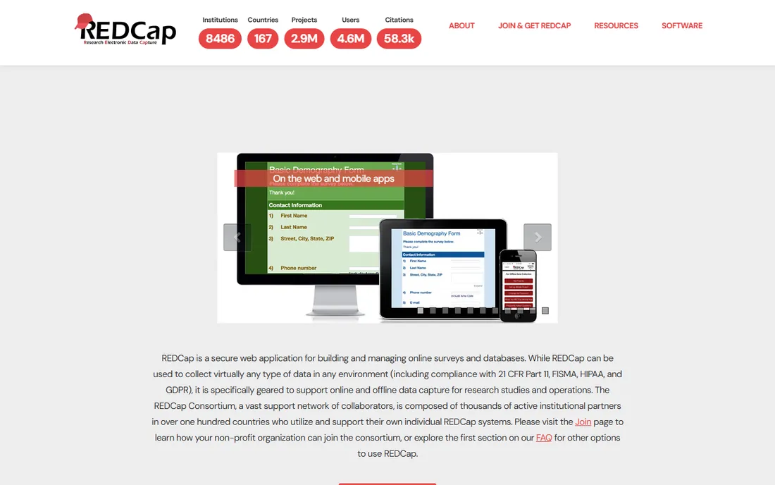 REDCap homepage