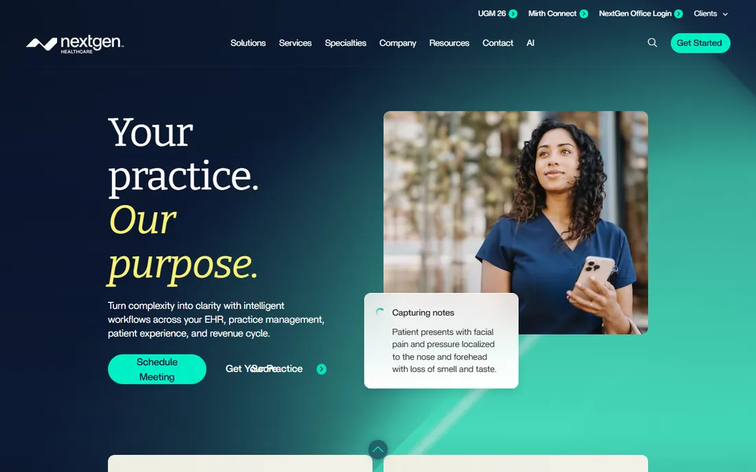NextGen Healthcare homepage