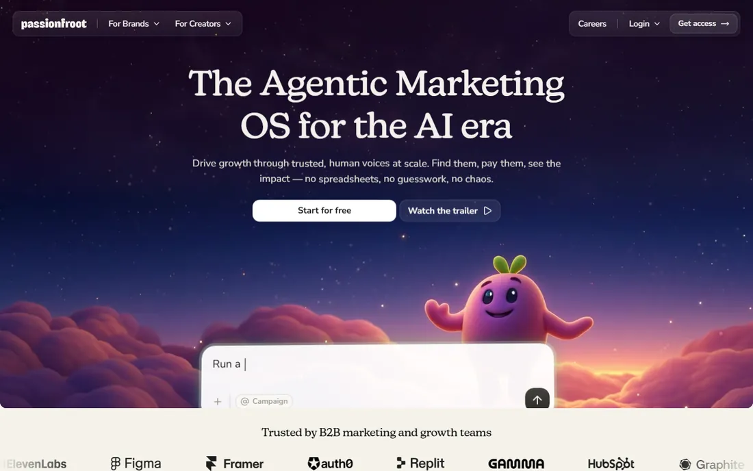 Passionfroot homepage