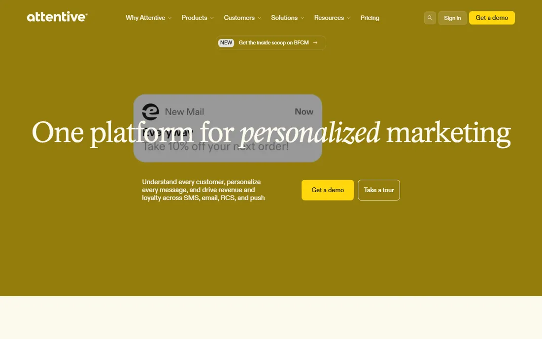 Attentive homepage