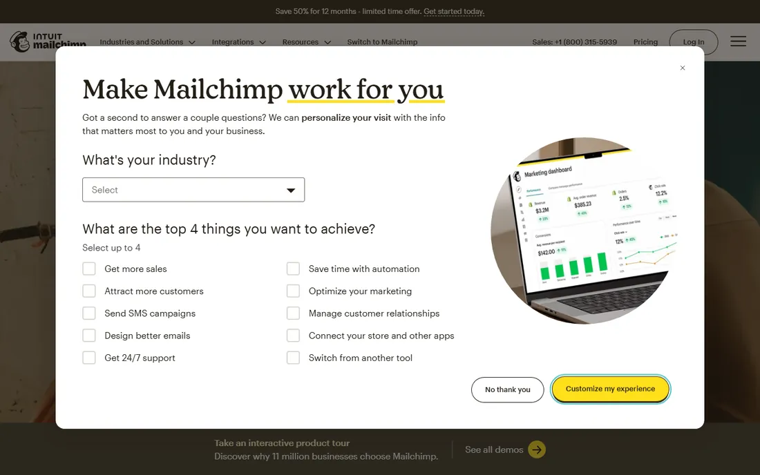 Mailchimp homepage