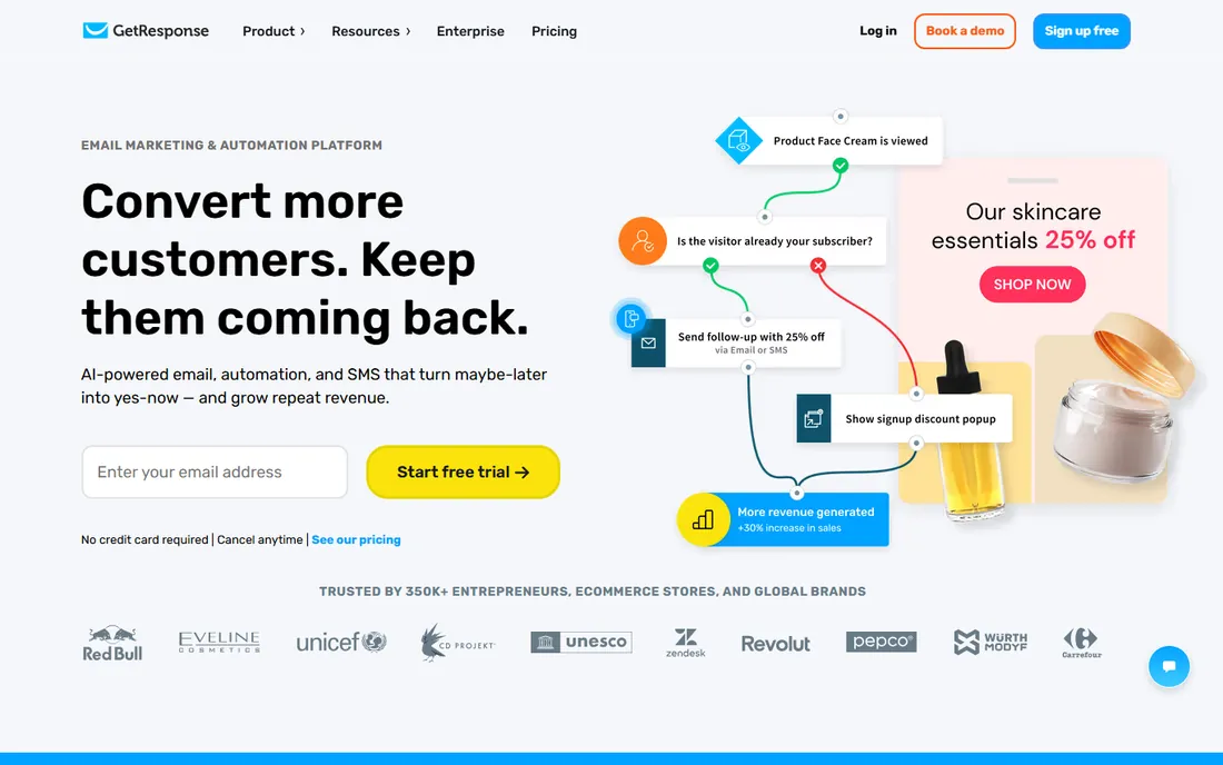 GetResponse homepage