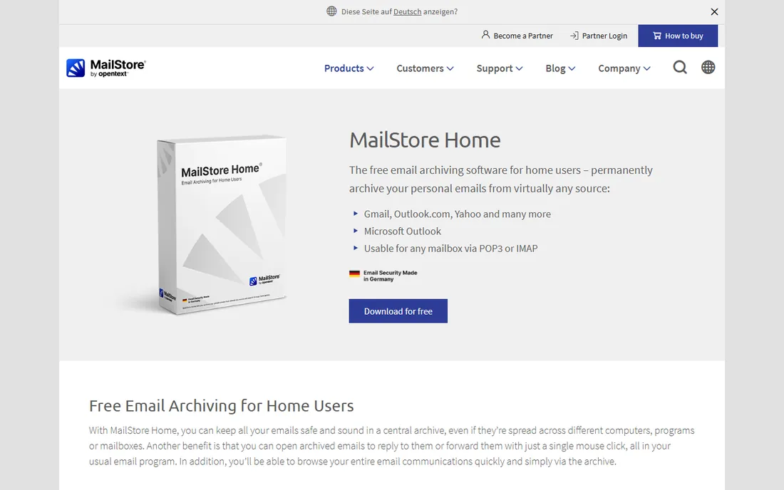 MailStore Home homepage