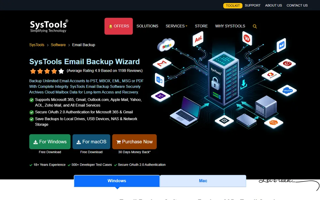 SysTools Email Backup Wizard homepage