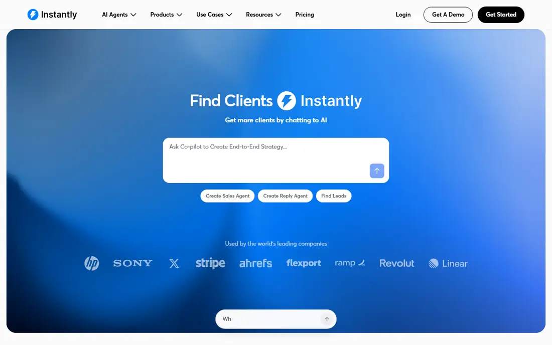 Instantly homepage