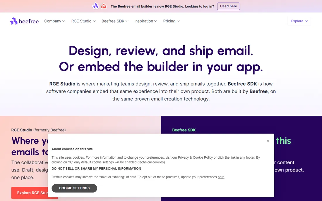Beefree homepage
