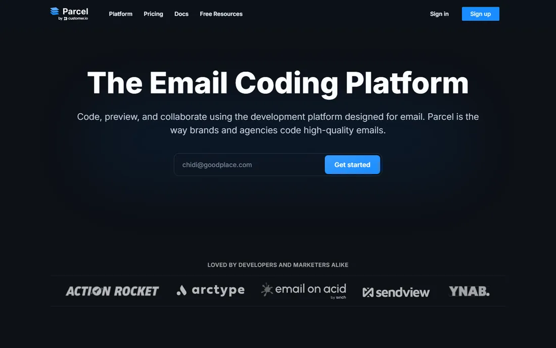 Parcel homepage