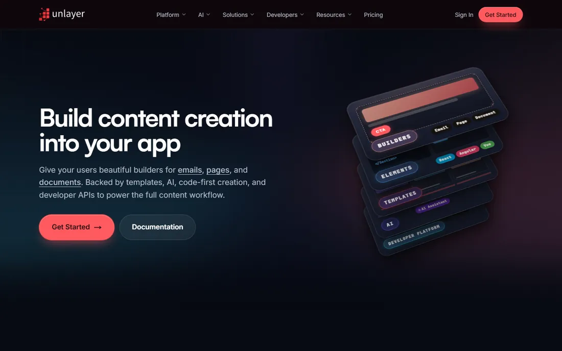Unlayer homepage