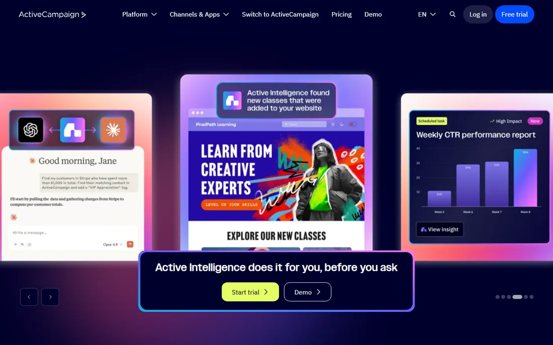 ActiveCampaign homepage