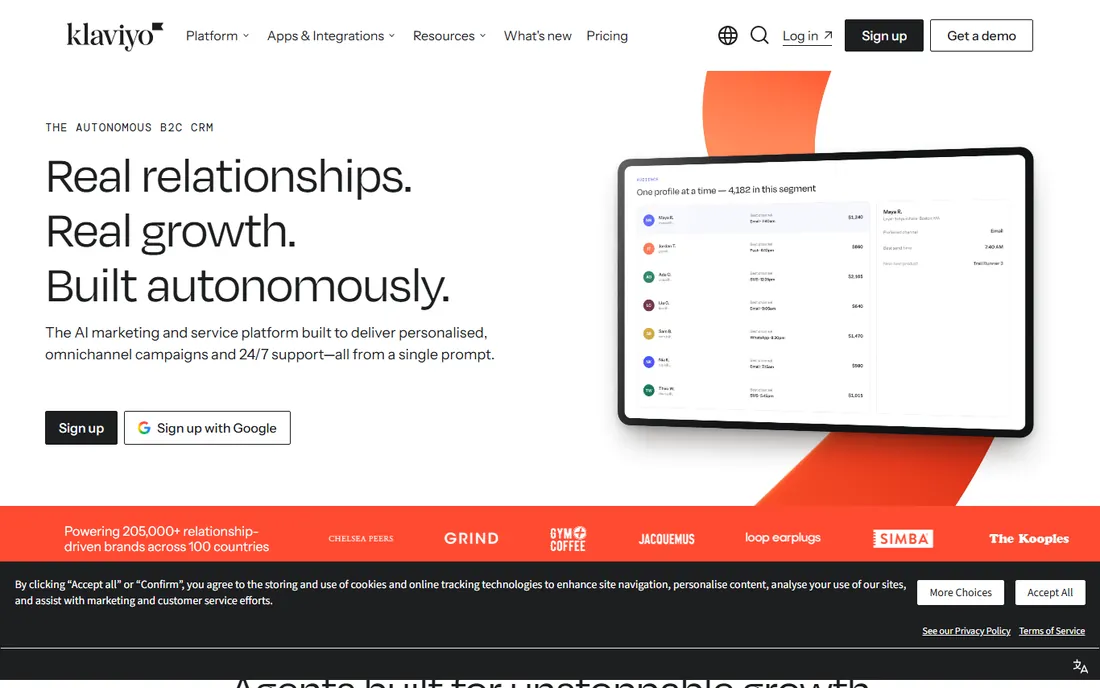 Klaviyo homepage