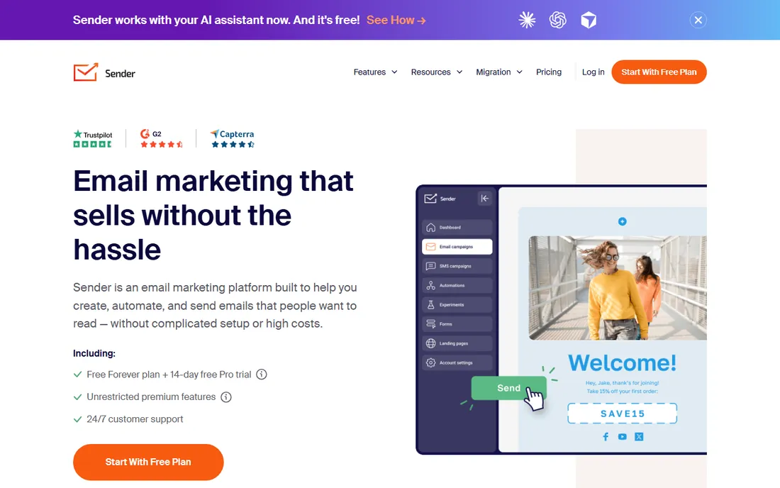 Sender homepage