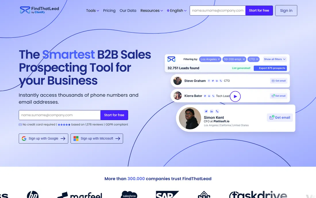 FindThatLead homepage