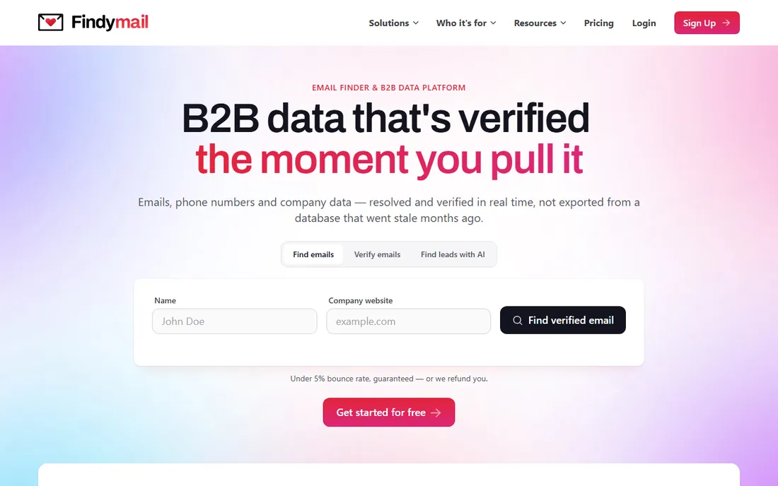 Findymail homepage