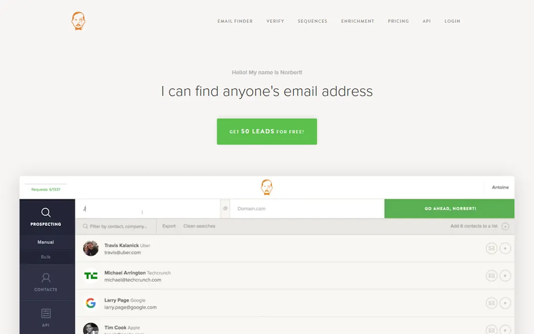 VoilaNorbert homepage