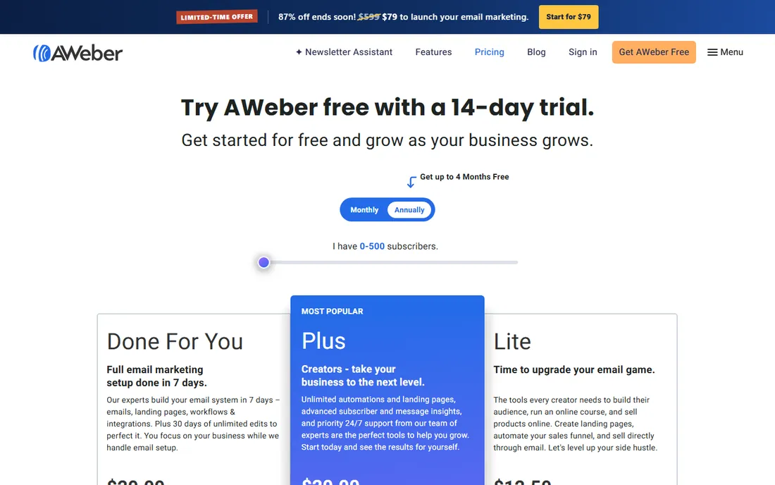 AWeber homepage