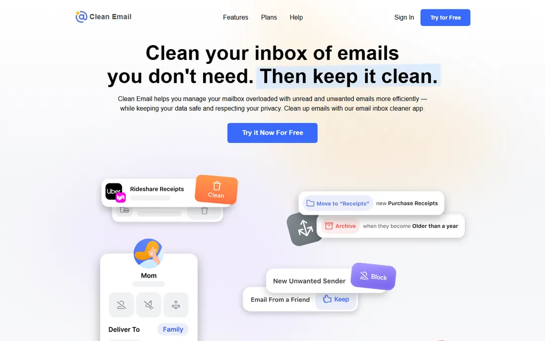 Clean Email homepage