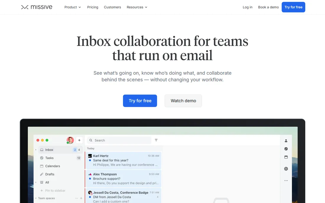 Missive homepage